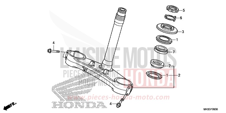 TIGE DE DIRECTION de CBR1000RR "Fireblade" ROSS WHITE (NH196) de 2016
